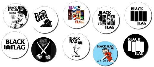 Sammler-Edition Black Flag 10 Anstecker Ø 25mm + Flaschenöffner Ø 55mm