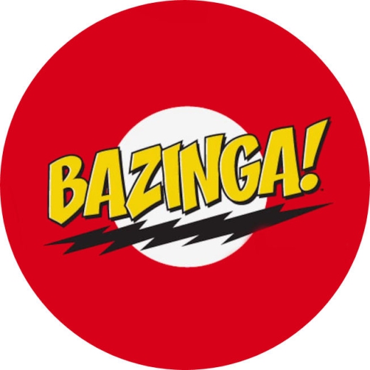 The Big Bang Theory Motiv 1 Bazinga! Anstecker mit Sicherheitsnadel Ø 25mm