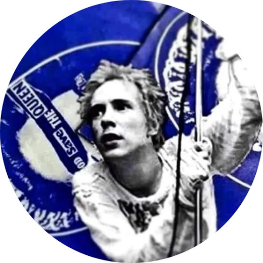 Rotten, Johnny John Lydon Sex Pistols Motiv 2 Anstecker mit Sicherheitsnadel Ø 25mm