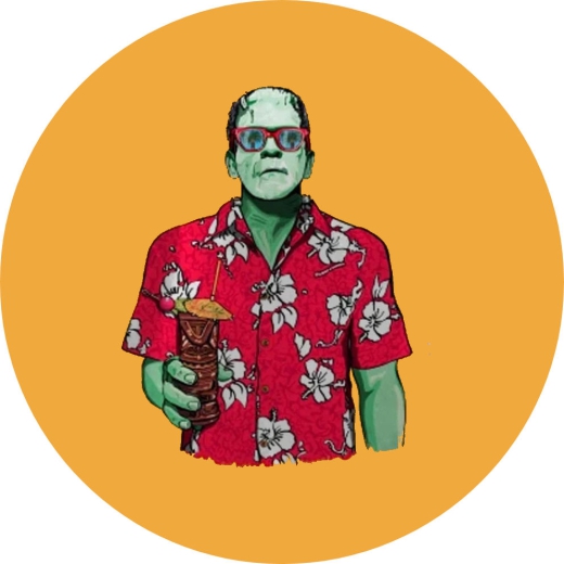 Frankenstein Holiday Motiv 1 Anstecker mit Sicherheitsnadel Ø 25mm