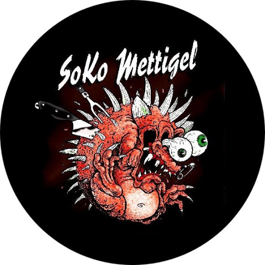 SoKo Mettigel Motiv 2 Anstecker mit Sicherheitsnadel Ø 25 mm