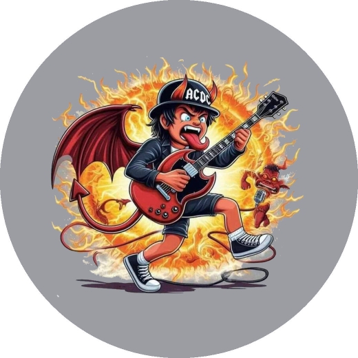 AC/DC Motiv 7 Anstecker mit Sicherheitsnadel Ø 25 mm