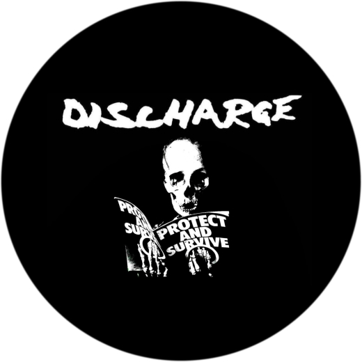 Discharge Motiv 32 Anstecker mit Sicherheitsnadel Ø 25 mm