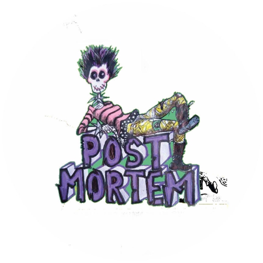 Post Mortem Motiv 1 Anstecker mit Sicherheitsnadel Ø 25 mm