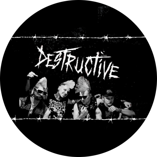 Destructive Motiv 2 Anstecker mit Sicherheitsnadel Ø 25 mm