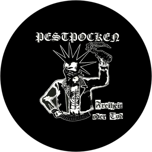 Pestpocken Motiv 2 Anstecker mit Sicherheitsnadel Ø 25 mm