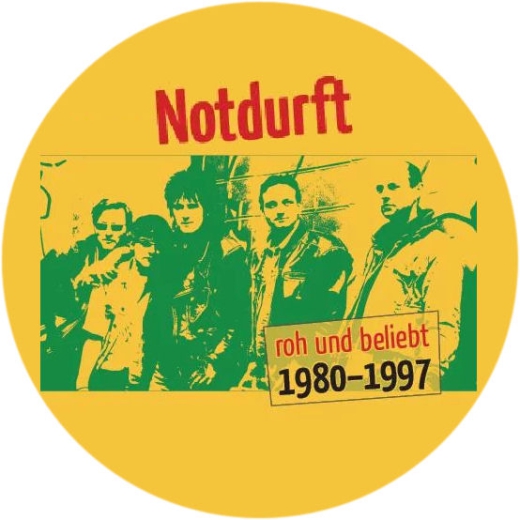 Notdurft Motiv 2 Anstecker mit Sicherheitsnadel Ø 25 mm