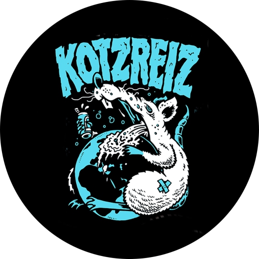 Kotzreiz Motiv 2 Anstecker mit Sicherheitsnadel Ø 25 mm