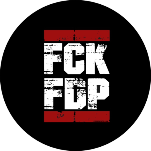 FCKFDP Fuck FDP Anstecker mit Sicherheitsnadel Ø 25mm