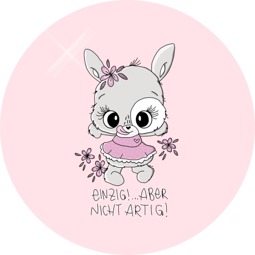 Schnubbi Motiv 1 Einzig! ... aber nicht artig! Anstecker mit Sicherheitsnadel Ø 25 mm