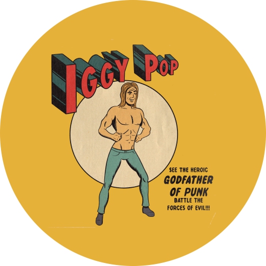 Pop, Iggy Pop Motiv 4 Anstecker mit Sicherheitsnadel Ø 25mm