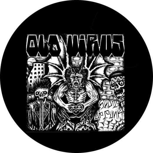 Old Virus Motiv 4 Anstecker mit Sicherheitsnadel Ø 25 mm