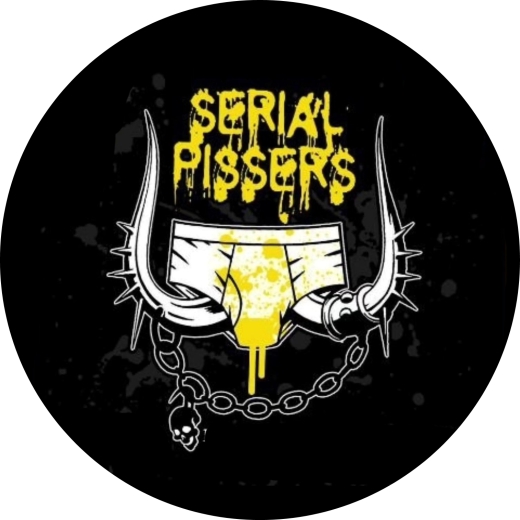 Serial Pissers Motiv 1 Anstecker mit Sicherheitsnadel Ø 25 mm