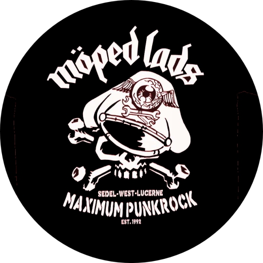 Möped Läds Motiv 2 Anstecker mit Sicherheitsnadel Ø 25mm