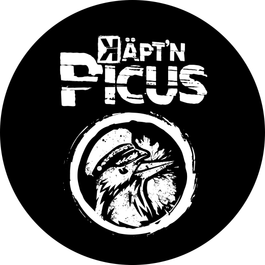 Käpt´n Picus Motiv 2 Anstecker mit Sicherheitsnadel Ø 25 mm