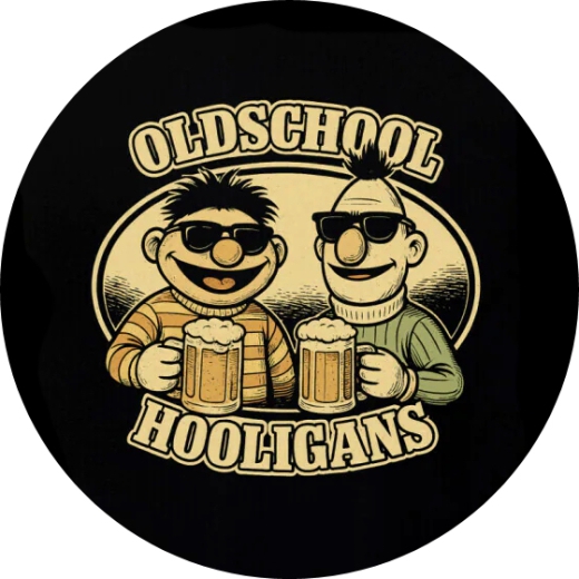 Old School Hooligans Motiv 2 Anstecker mit Sicherheitsnadel Ø 25 mm