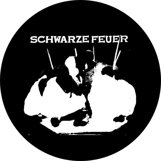 Schwarze Feuer Motiv 1 Anstecker mit Sicherheitsnadel Ø 25 mm
