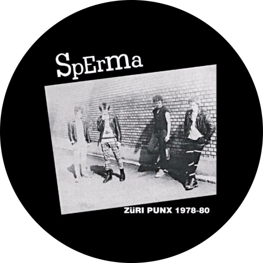 Sperma Motiv 1 Anstecker mit Sicherheitsnadel Ø 25 mm