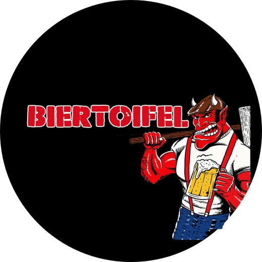 Biertoifel Motiv 1 Anstecker mit Sicherheitsnadel Ø 25 mm