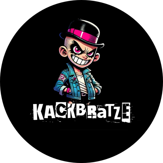 Kackbratze Motiv 2 Anstecker mit Sicherheitsnadel Ø 25 mm