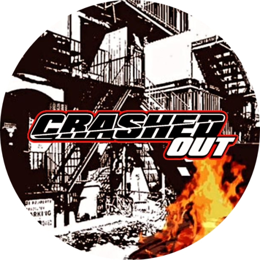 Crashed Out Motiv 4 Anstecker mit Sicherheitsnadel Ø 25 mm