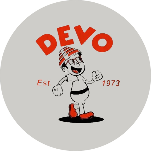 Devo Motiv 5 Anstecker mit Sicherheitsnadel Ø 25 mm