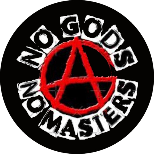 No Gods No Masters Motiv 1 Anstecker mit Sicherheitsnadel Ø 25 mm