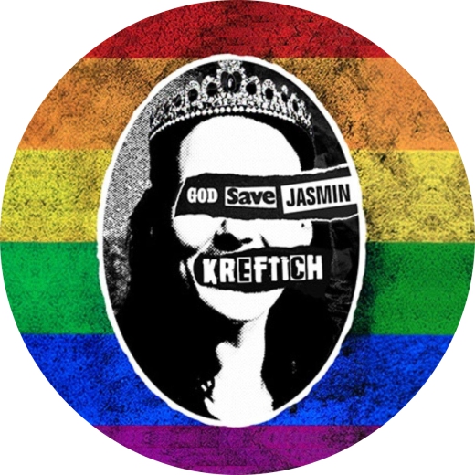 Kreftich Motiv 1 Anstecker mit Sicherheitsnadel Ø 25 mm