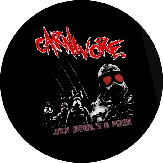 Carnivore. Motiv 3 Anstecker mit Sicherheitsnadel Ø 25 mm