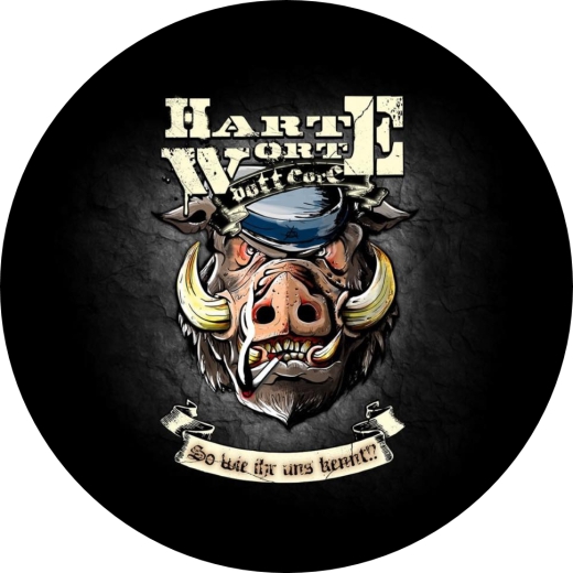 Harte Worte Motiv 1 Anstecker mit Sicherheitsnadel Ø 25 mm