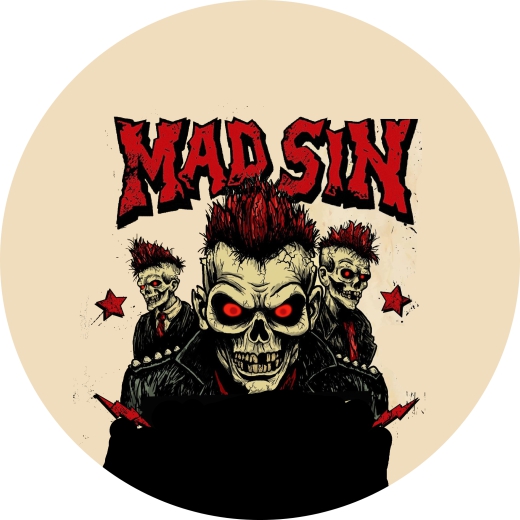 Mad Sin Motiv 1 Anstecker mit Sicherheitsnadel Ø 25 mm