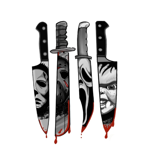 Horror Messer Motiv 1 Anstecker mit Sicherheitsnadel Ø 25 mm