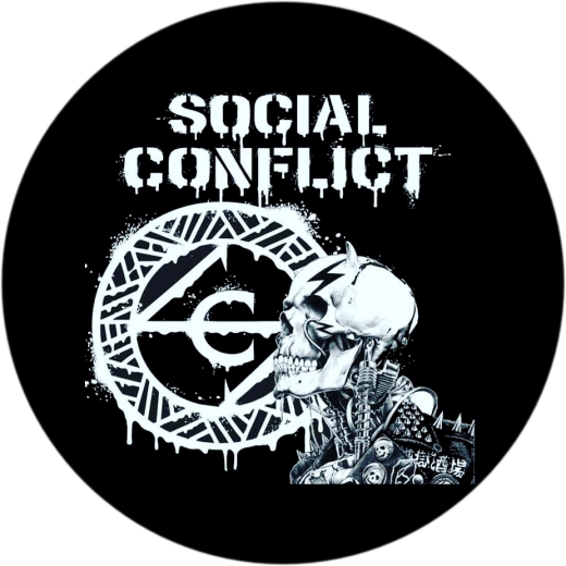 Social Conflict Motiv 1 Anstecker mit Sicherheitsnadel Ø 25 mm