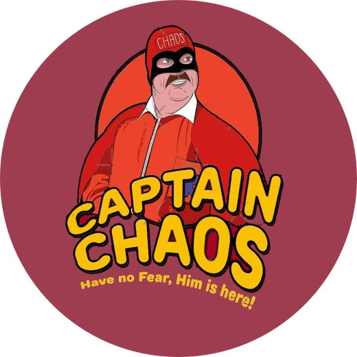 Captain Chaos Motiv 1 Anstecker mit Sicherheitsnadel Ø 25 mm