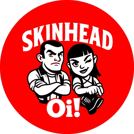 Skinhead Oi! Motiv 2 Anstecker mit Sicherheitsnadel Ø 25 mm