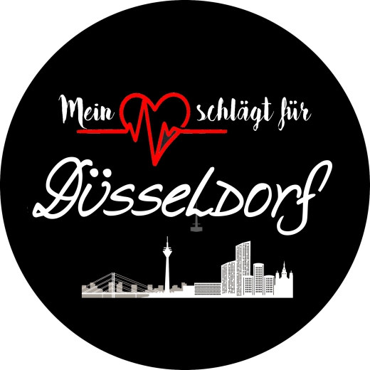 Mein Herz schlägt für Düsseldorf Motiv 1 Anstecker mit Sicherheitsnadel Ø 25 mm