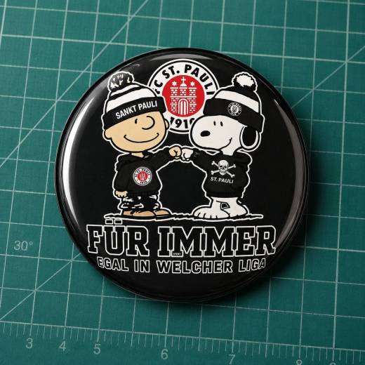 Sankt Pauli Motiv 4 Peanuts Anstecker mit Sicherheitsnadel Ø 25mm