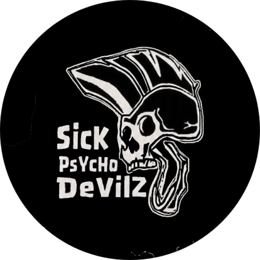 Sick Psycho Devilz Motiv 1 Anstecker mit Sicherheitsnadel Ø 25 mm