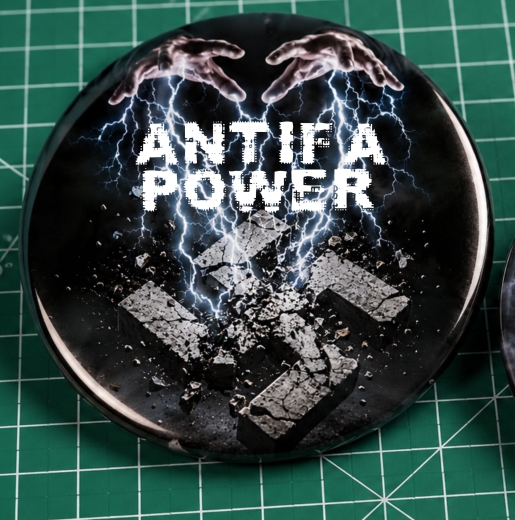 Antifa Power Motiv 1 Anstecker mit Sicherheitsnadel Ø 25 mm