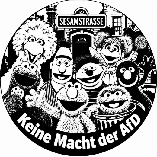 Sesamstrasse Keine Macht der AfD Motiv 2 Anstecker mit Sicherheitsnadel Ø 25 mm