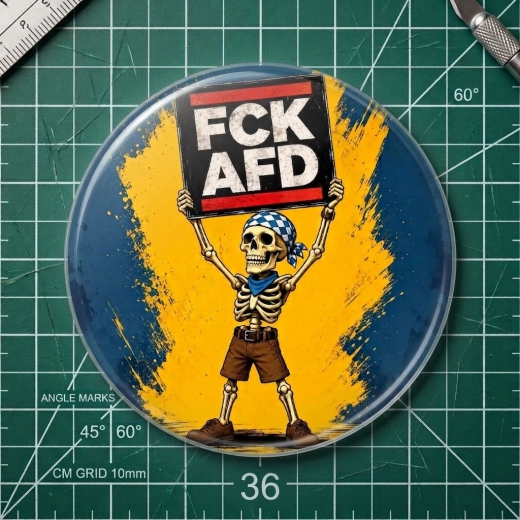 FCK AFD Skelett Motiv 1 Anstecker mit Sicherheitsnadel Ø 25 mm