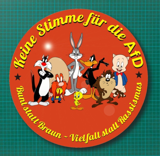 Looney Toons Bugs Bunny Keine Stimme für die AfD Motiv 1 Anstecker mit Sicherheitsnadel Ø 25 mm