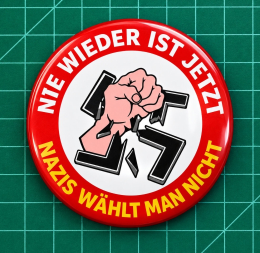 Nie wieder ist Jetzt Nazis wählt man nicht Motiv 1 Anstecker mit Sicherheitsnadel Ø 25 mm