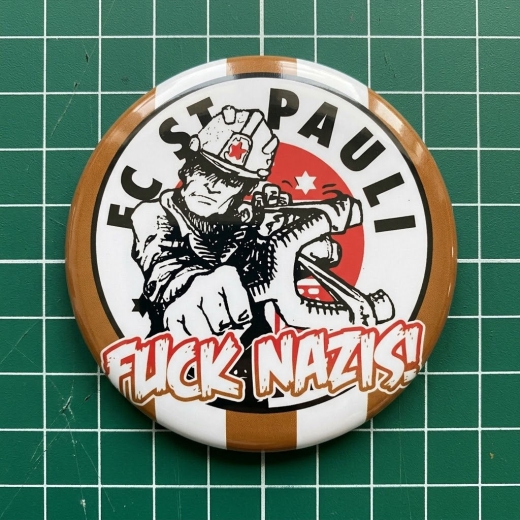 FC Sankt Pauli Fuck Nazis Motiv 3 Peanuts Anstecker mit Sicherheitsnadel Ø 38mm