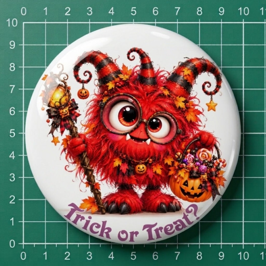 Halloween Kids Trick Or Treat Motiv 4 Anstecker mit Sicherheitsnadel Ø 38 mm