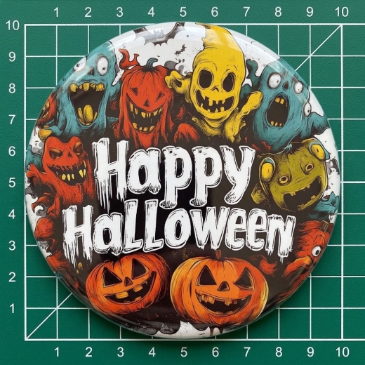 Happy Halloween Motiv 5 Anstecker mit Sicherheitsnadel Ø 25 mm