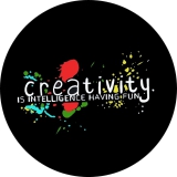 Creativity Is Intelligence Having Fun Motiv 1 Anstecker mit Sicherheitsnadel Ø 25mm