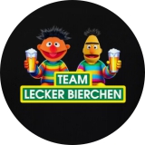 Bier Motiv 1 Ernie & Bert Team lecker Bierchen Anstecker mit Sicherheitsnadel Ø 25mm
