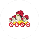 Devo Motiv 2 Anstecker mit Sicherheitsnadel Ø 25 mm