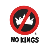 No Kings Motiv 2 Anstecker mit Sicherheitsnadel Ø 25 mm